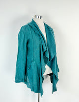 Comma Dark Teal Linen & Cotton Waterfall Cardigan