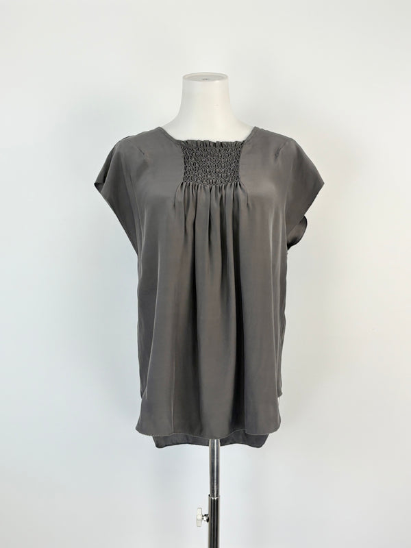Lee Mathews Slate Grey Silk Blouse - AU8