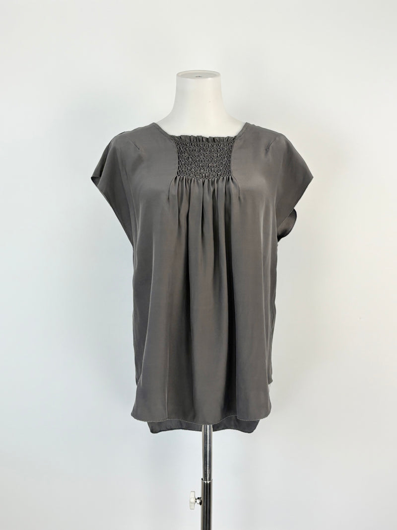 Lee Mathews Slate Grey Silk Blouse - AU8