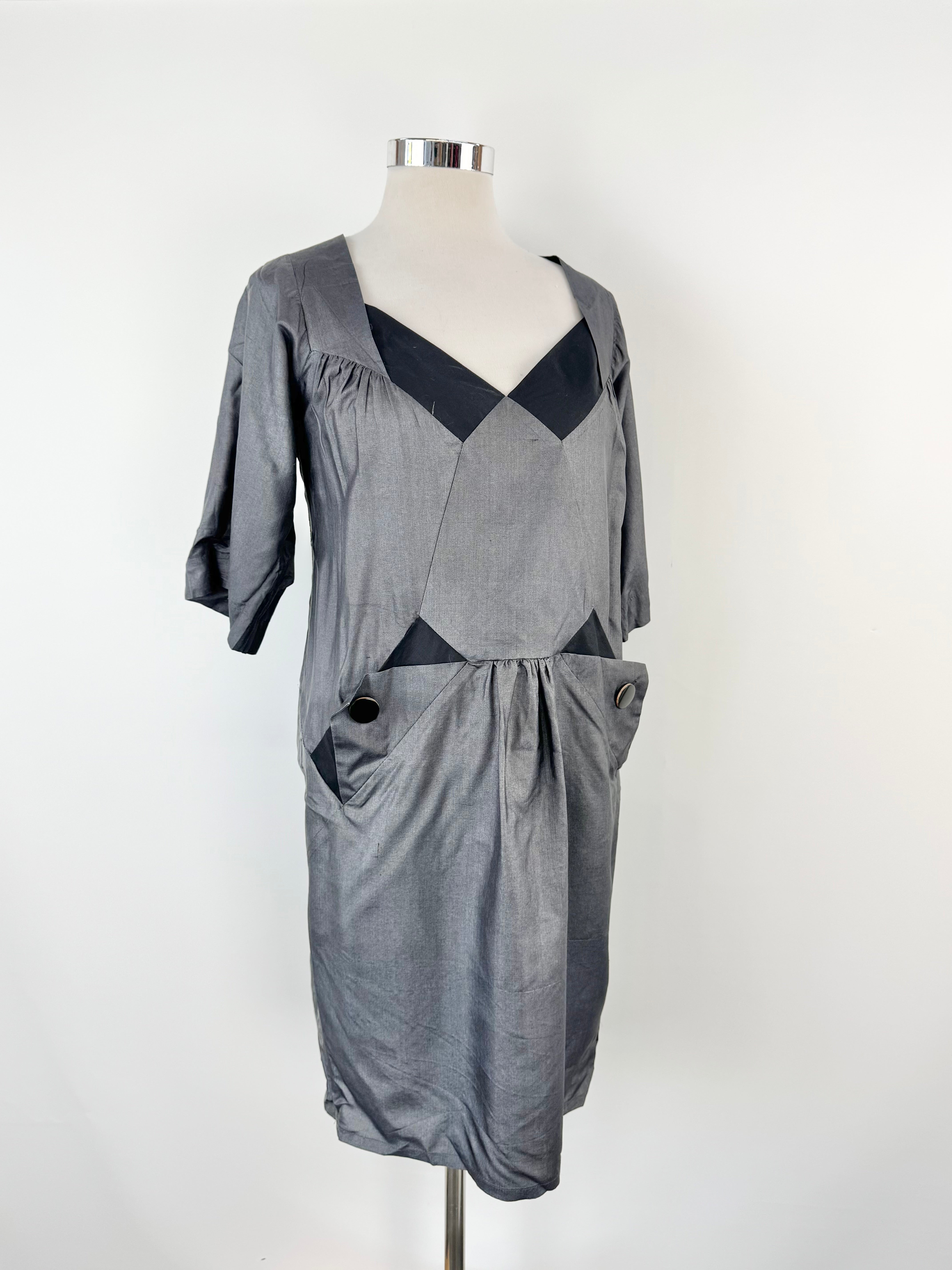 Spijkers En Spijkers Grey Silk Dress - AU12
