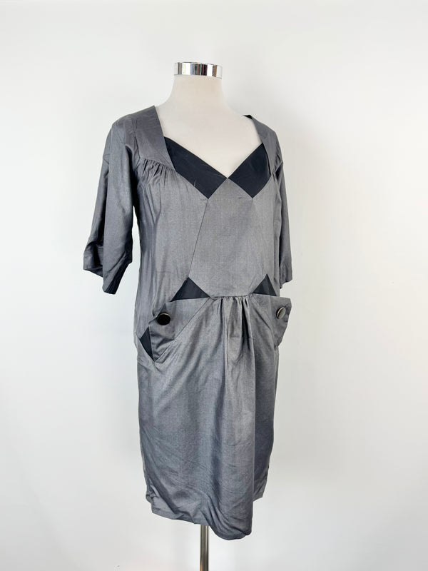 Spijkers En Spijkers Grey Silk Dress - AU12