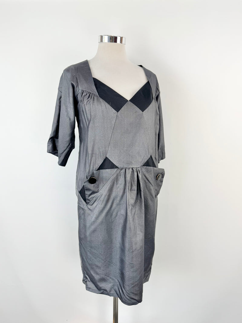 Spijkers En Spijkers Grey Silk Dress - AU12