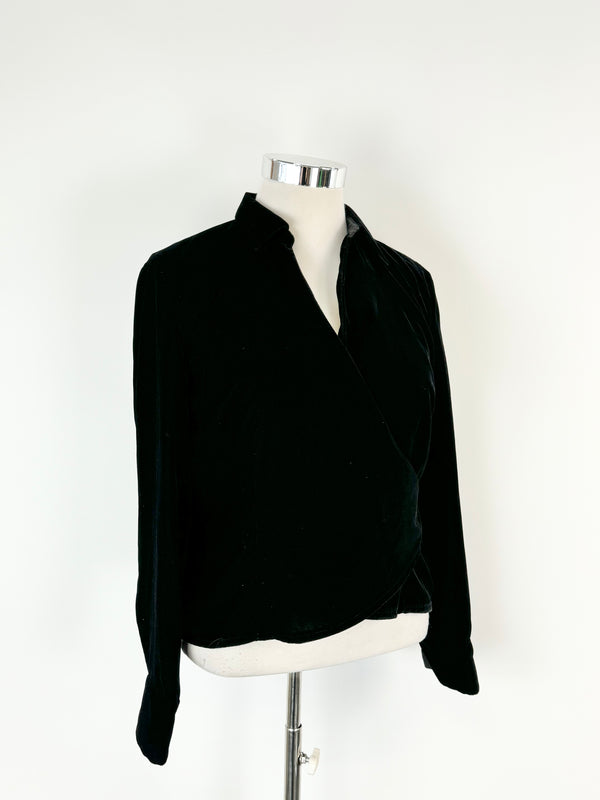 Ann Taylor Loft Black Velvet Wrap Top - AU14