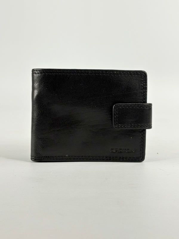 Oroton Black Leather Bifold Clip Wallet