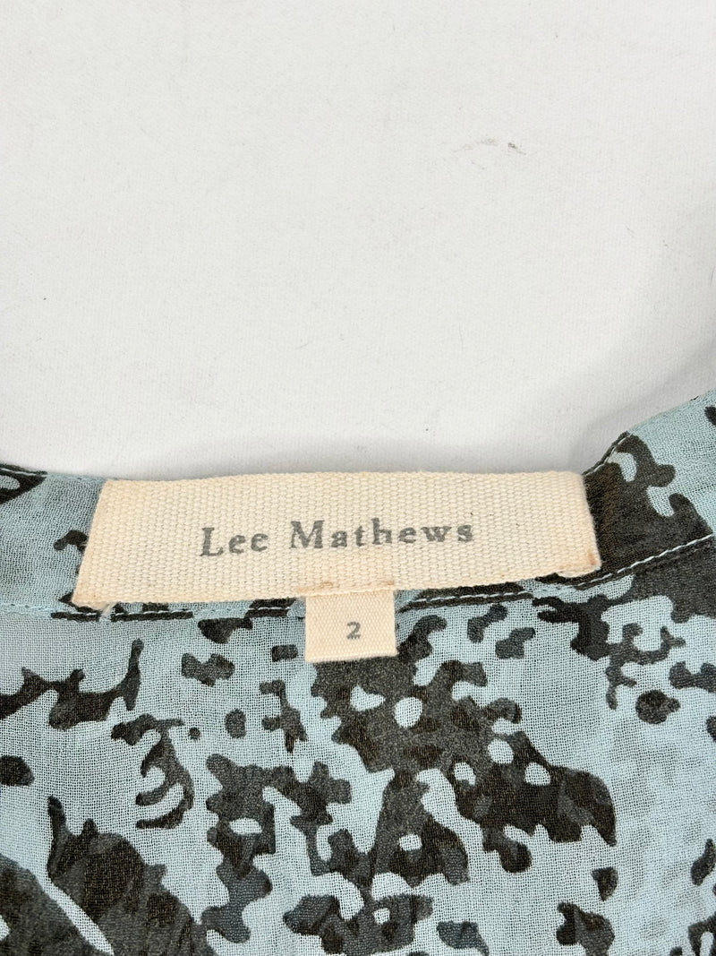 Lee Mathews Sky Blue Sheer Silk Pleated Top - AU10