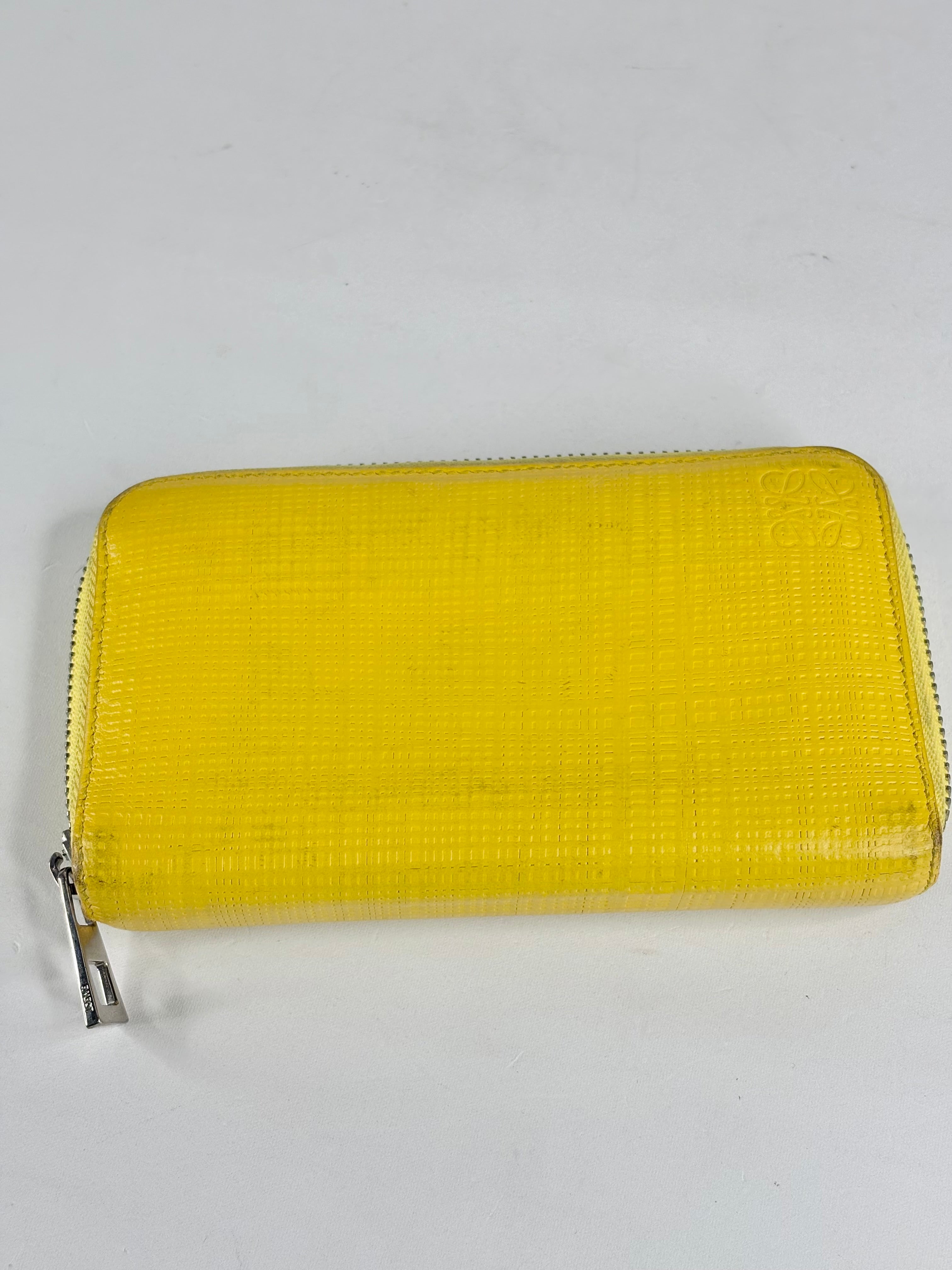 Loewe Canary Yellow Woven-Texture Leather Wallet
