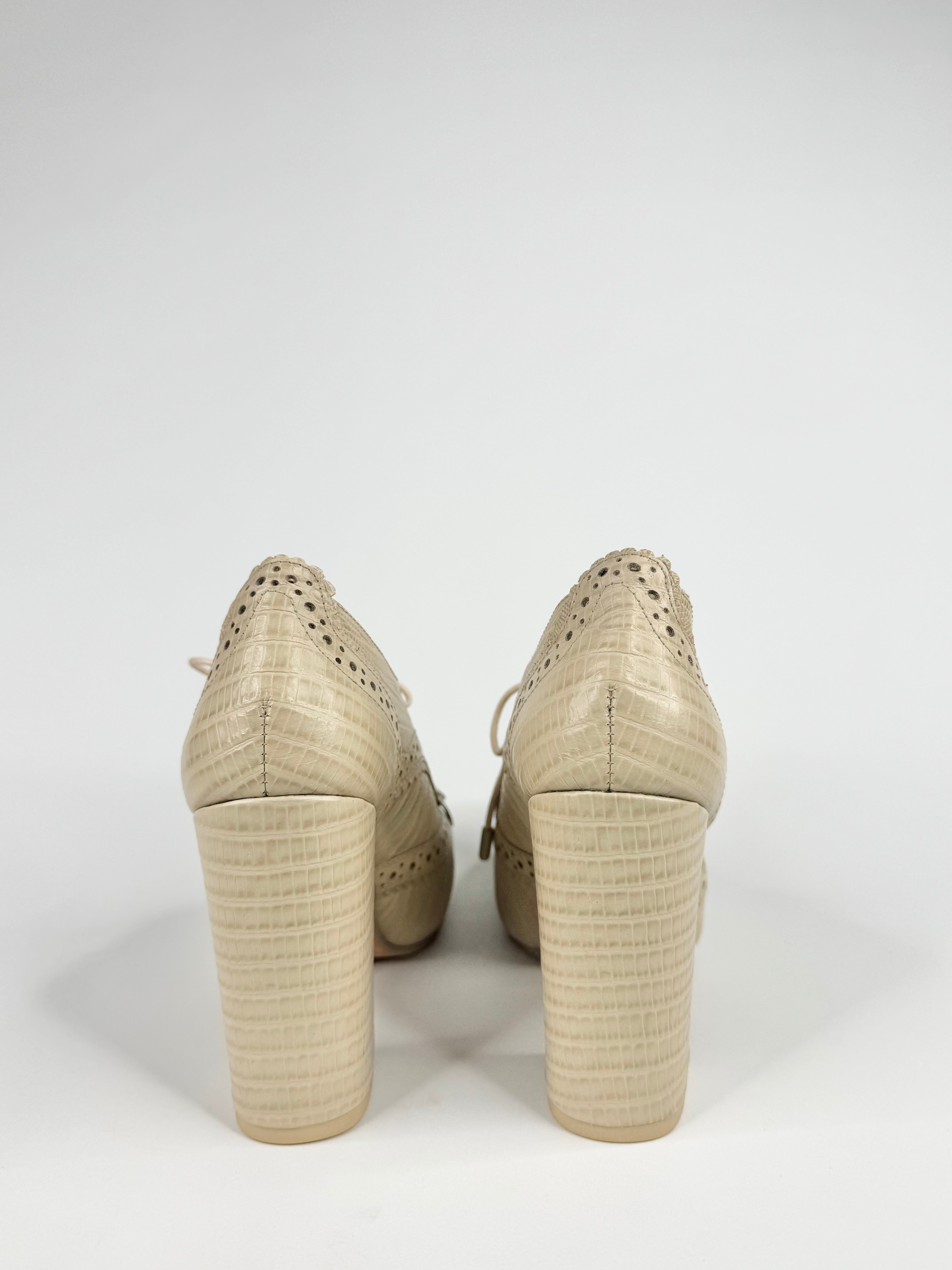 Zimmermann Beige Brogue Embossed Leather Heels NWT - EU37
