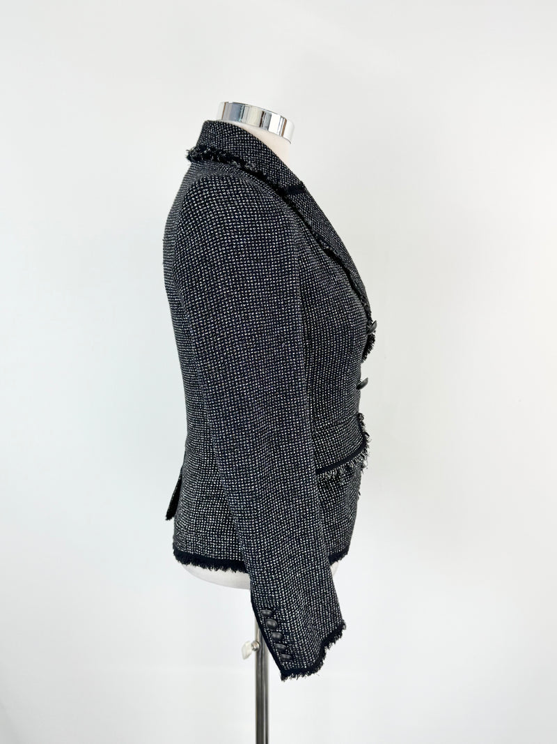Veronica Beard Black & Silver Woven Blazer - AU12