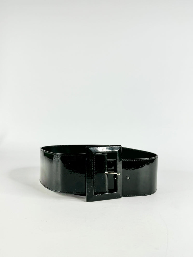 Orciani Black Patnet Leather Belt - S/M