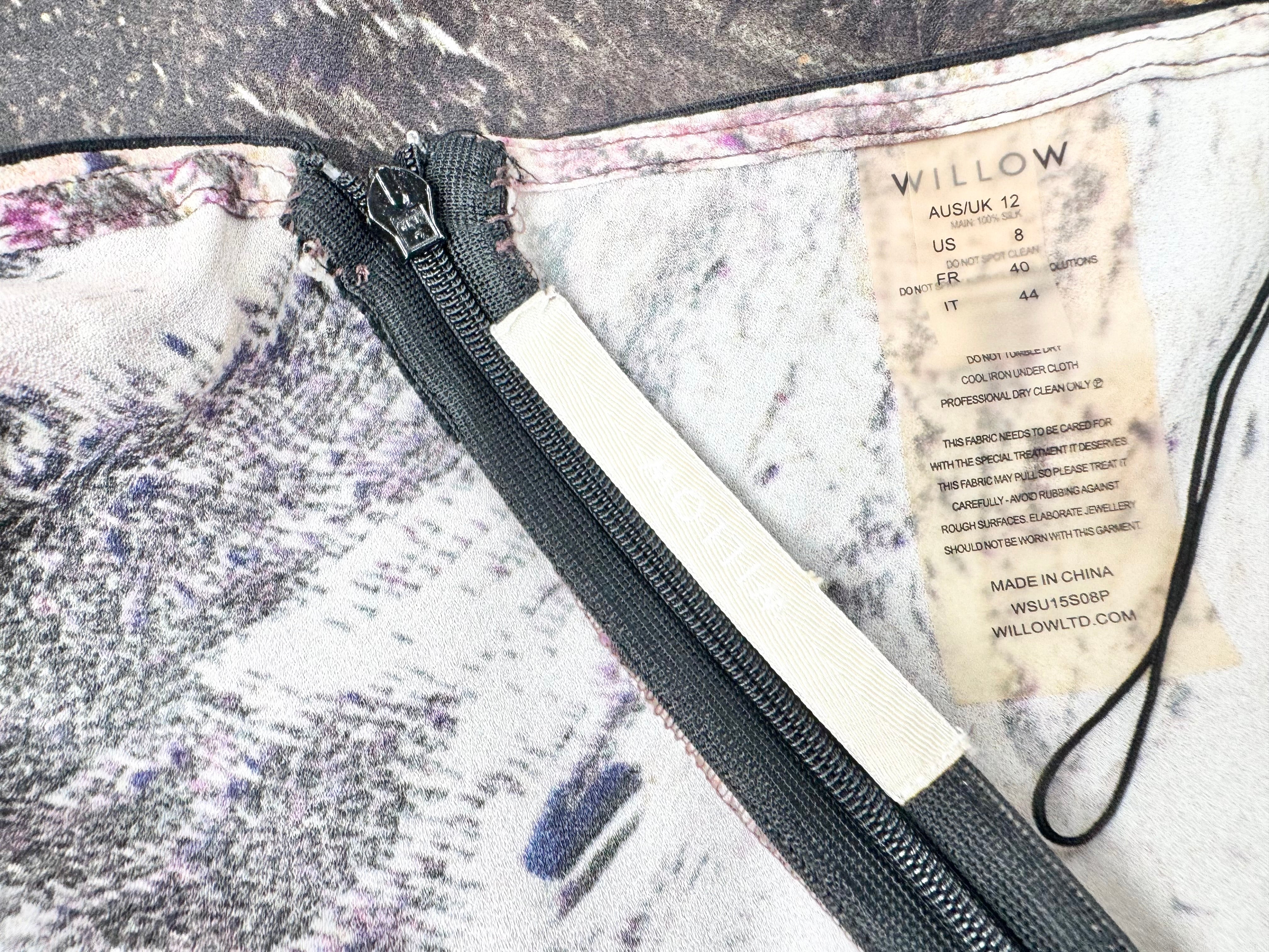 Willow Abstract Patterned Silk Midi Skirt - AU12