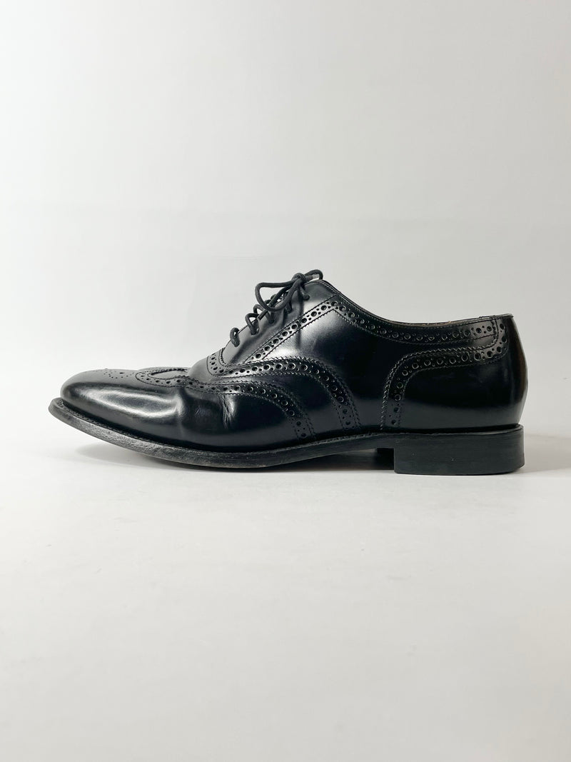 L1 Loake 202 Black Leather Oxford Tip Brogues - EU43.5