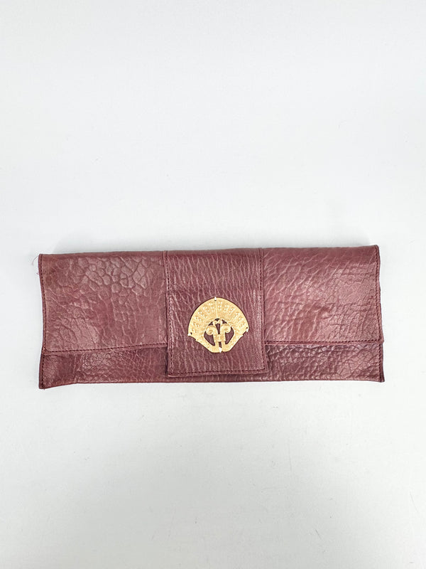 Filly Mare Purple & Plum Grained Leather Clutch - NWT