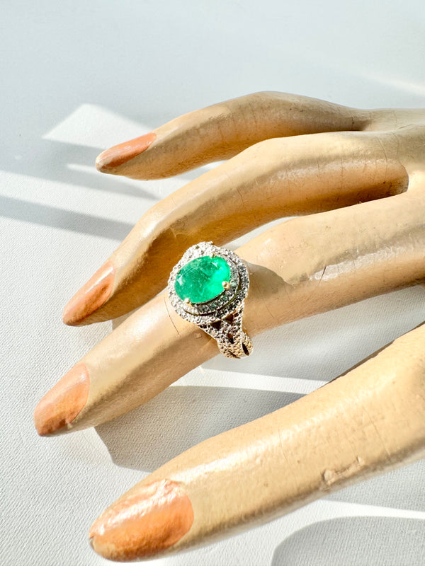 9ct Gold, Diamond & Emerald Ring