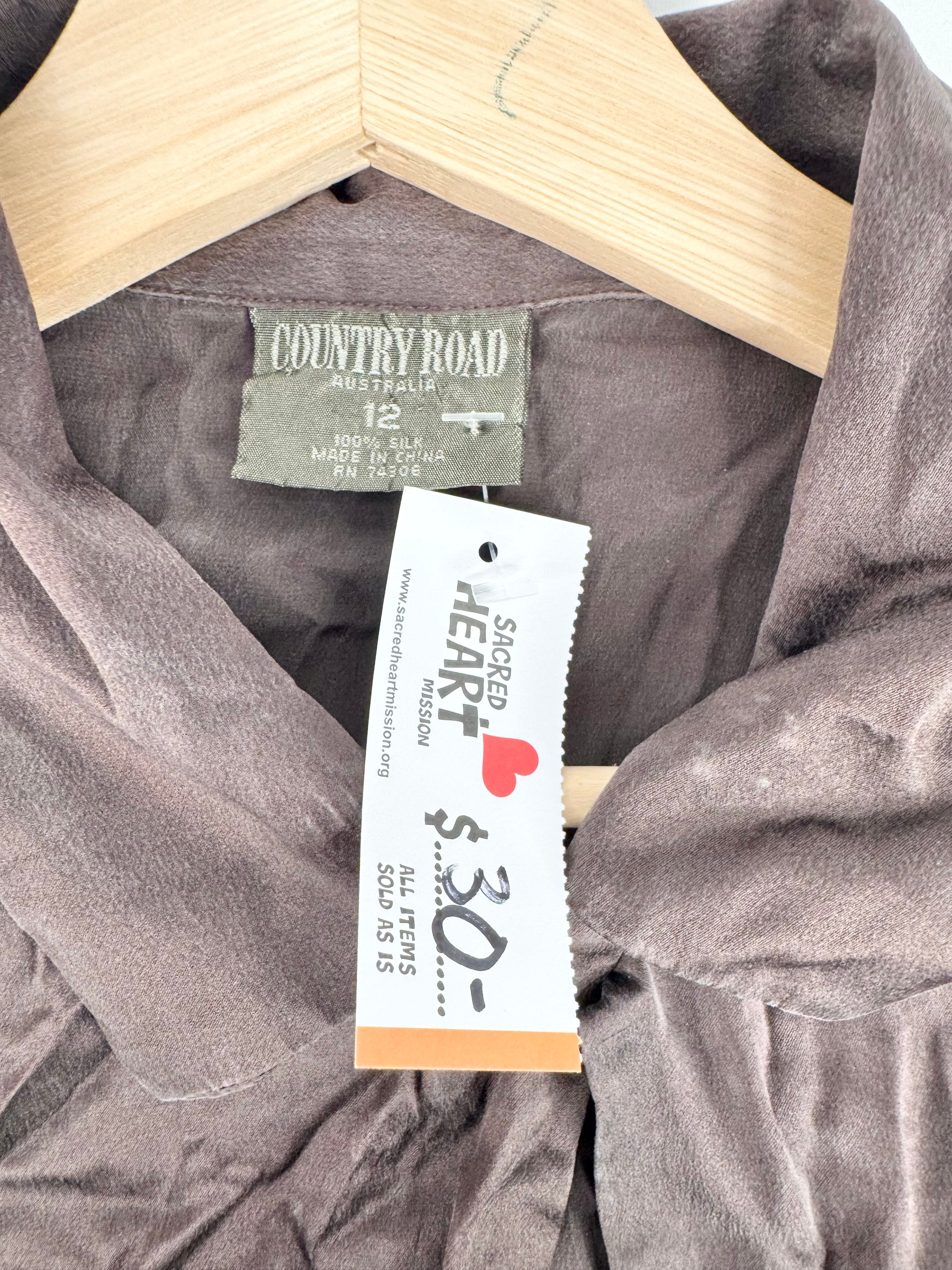 Country Road Chocolate Brown Silk Shirt - AU12