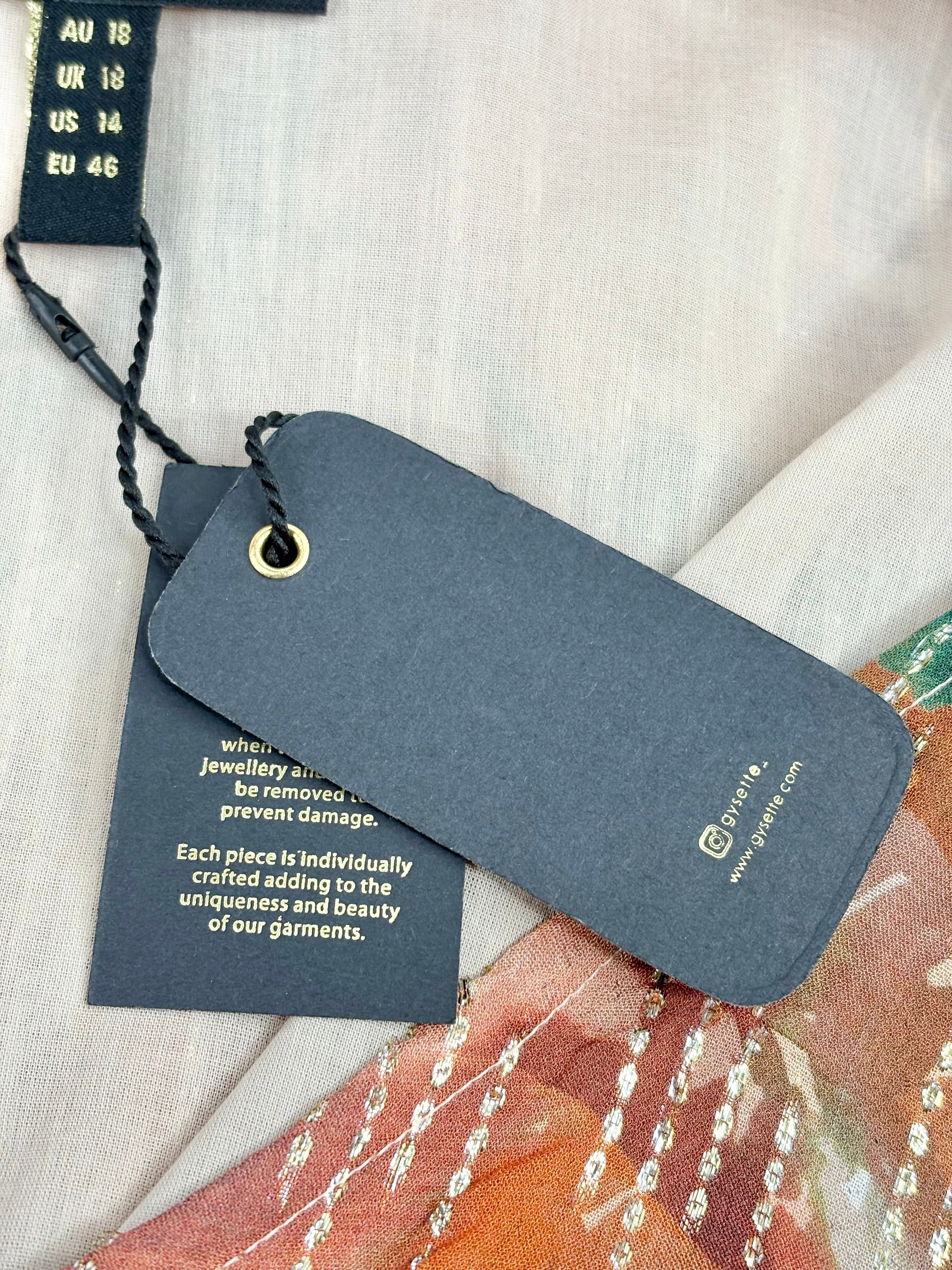 Gysette Gold Lurex Embellished Sheer Camo Maxi Dress - AU18