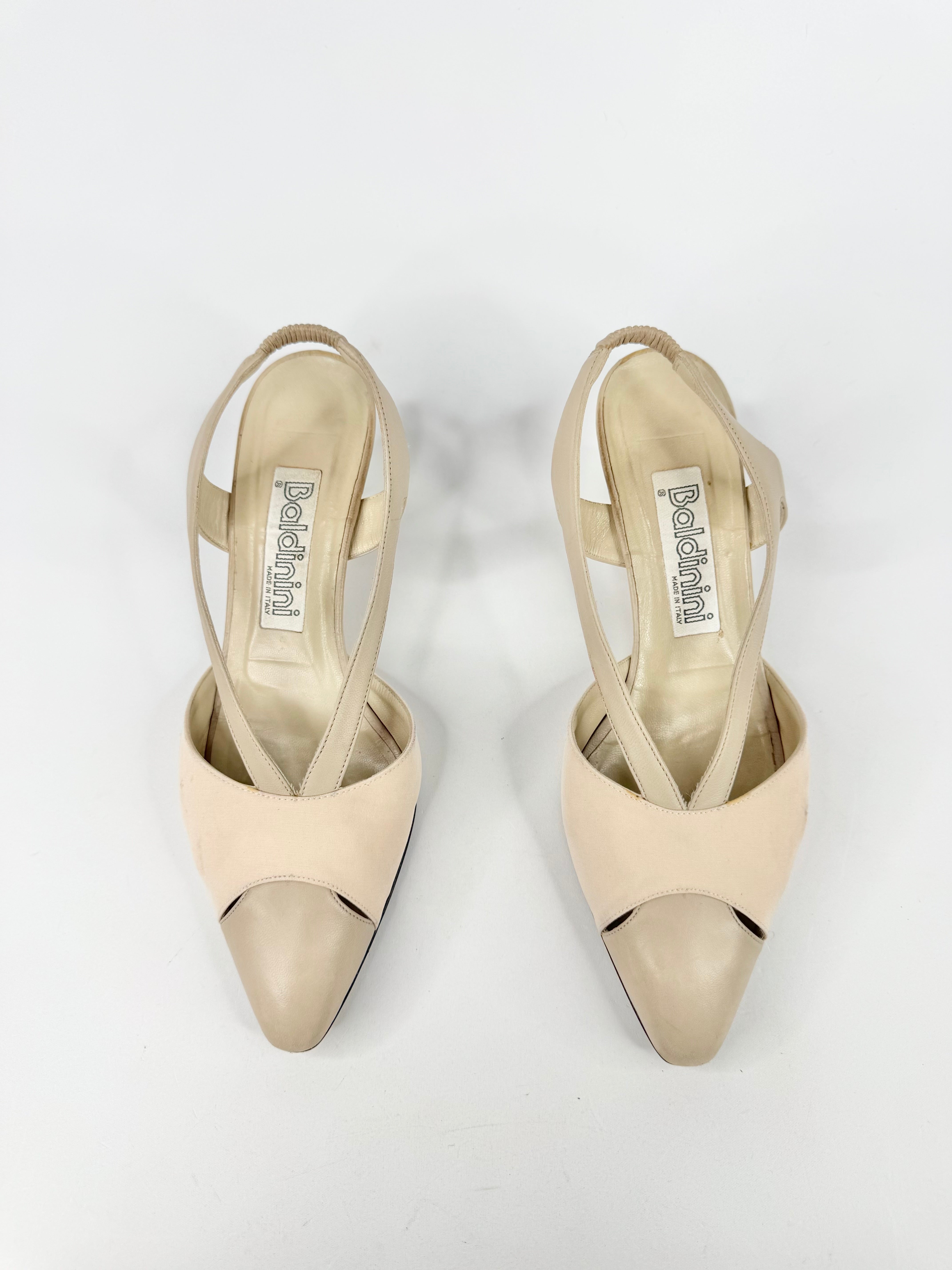 Vintage Baldinini Cream & Taupe Sling Backs - EU37