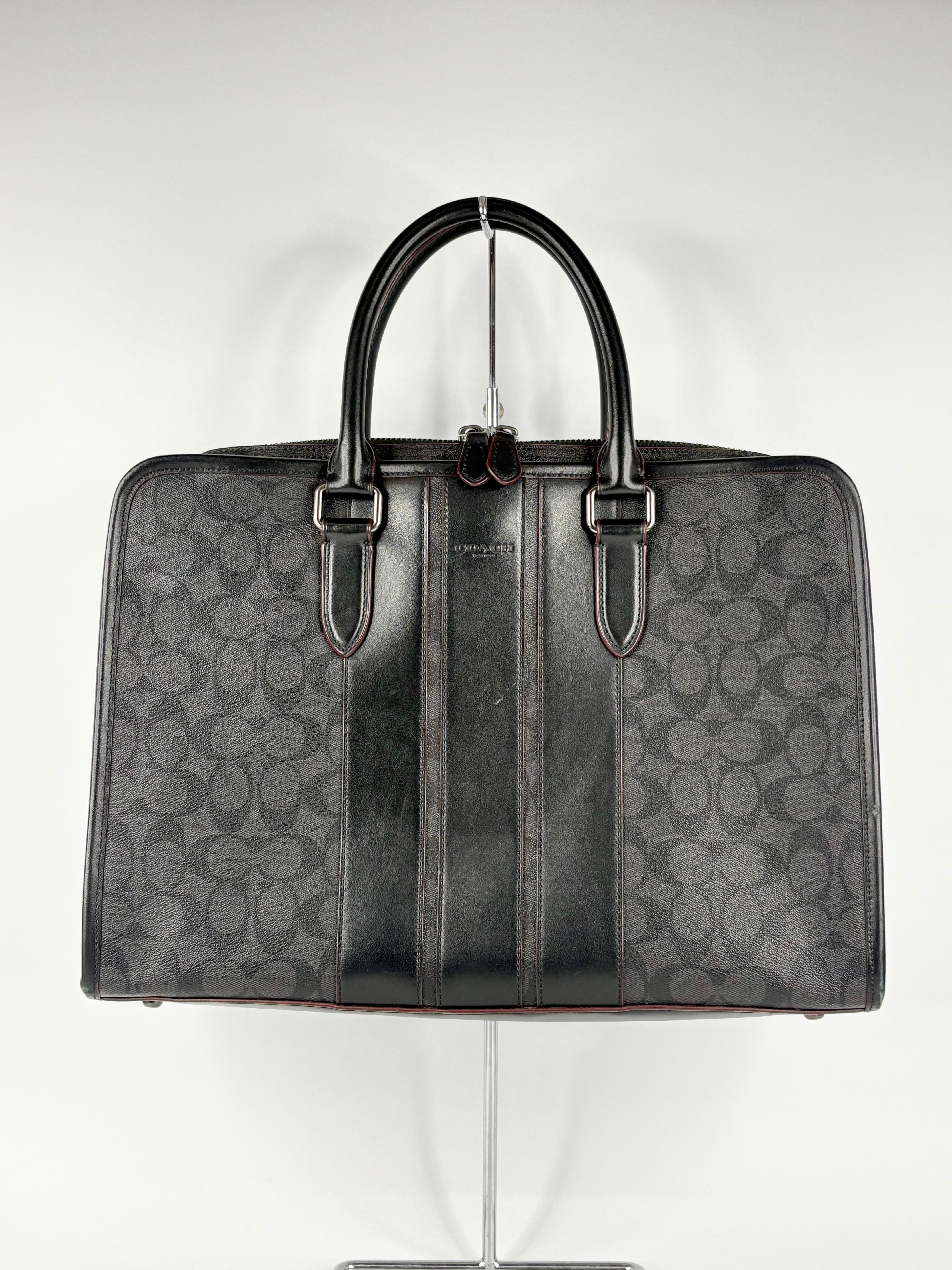 Coach Black Leather Monogrammed Briefcase