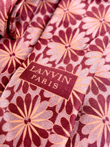 Lanvin Maroon Floral-Print Silk Tie