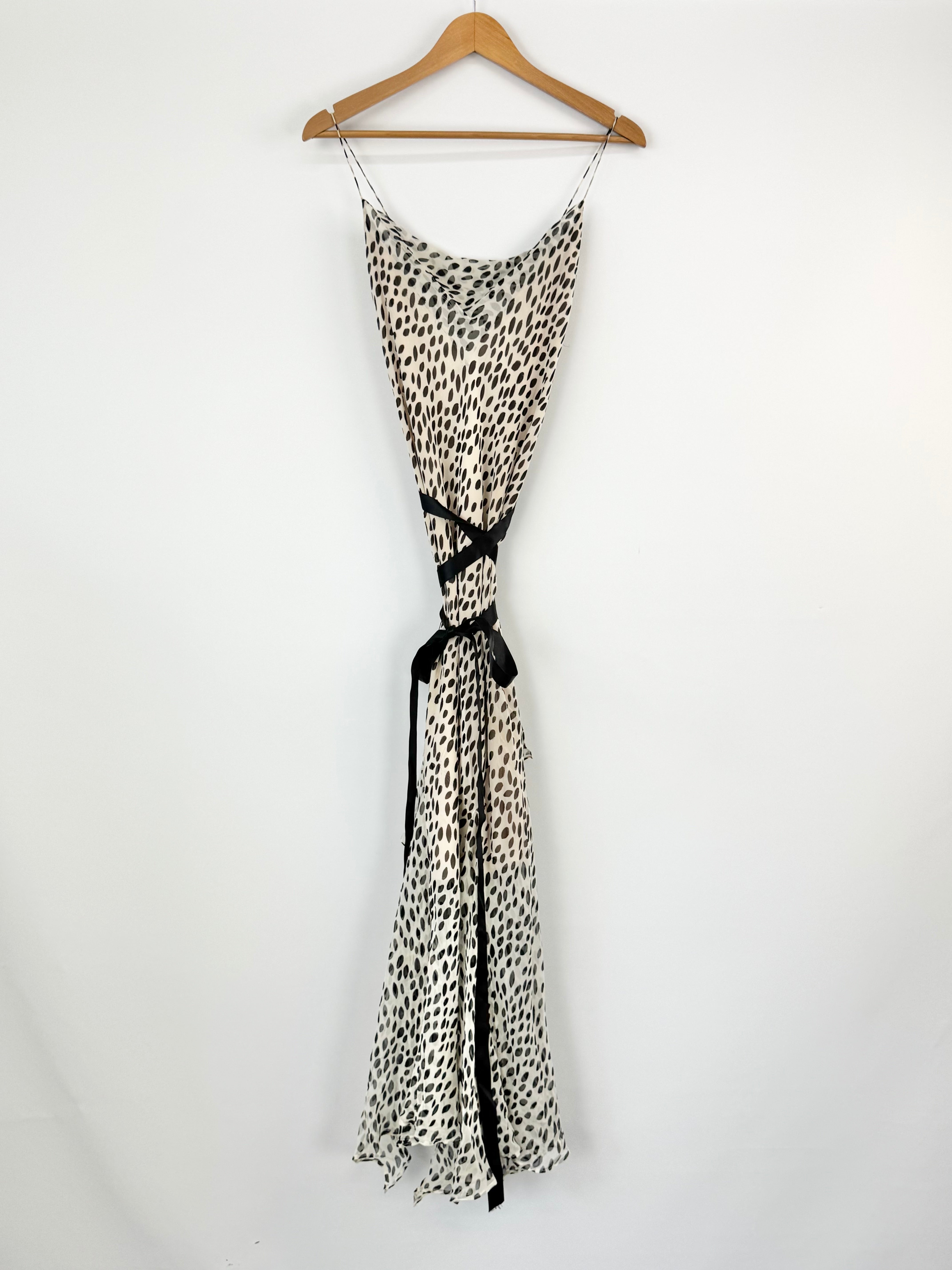 Carla Zampatti Black & White Bias Cut Silk Gown - AU10