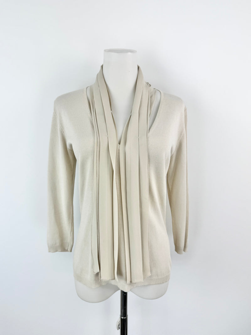 Max Mara Cotton Blend Silk Embellished Top - AU10