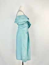 Maticevski Sky Blue Linen & Silk Midi Dress - AU10/AU12