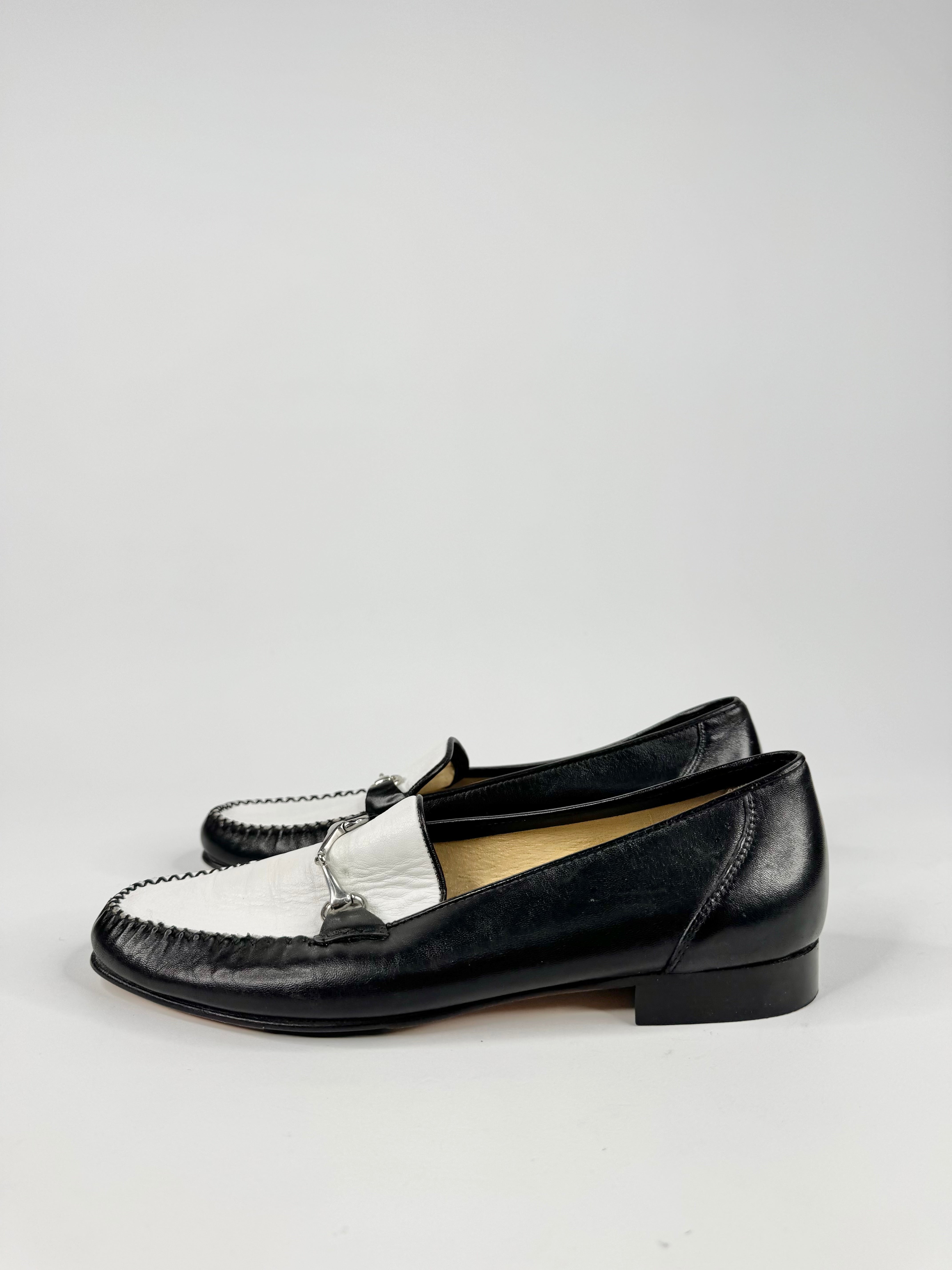 Neo Italy Black & White Horsebit Loafers - EU39