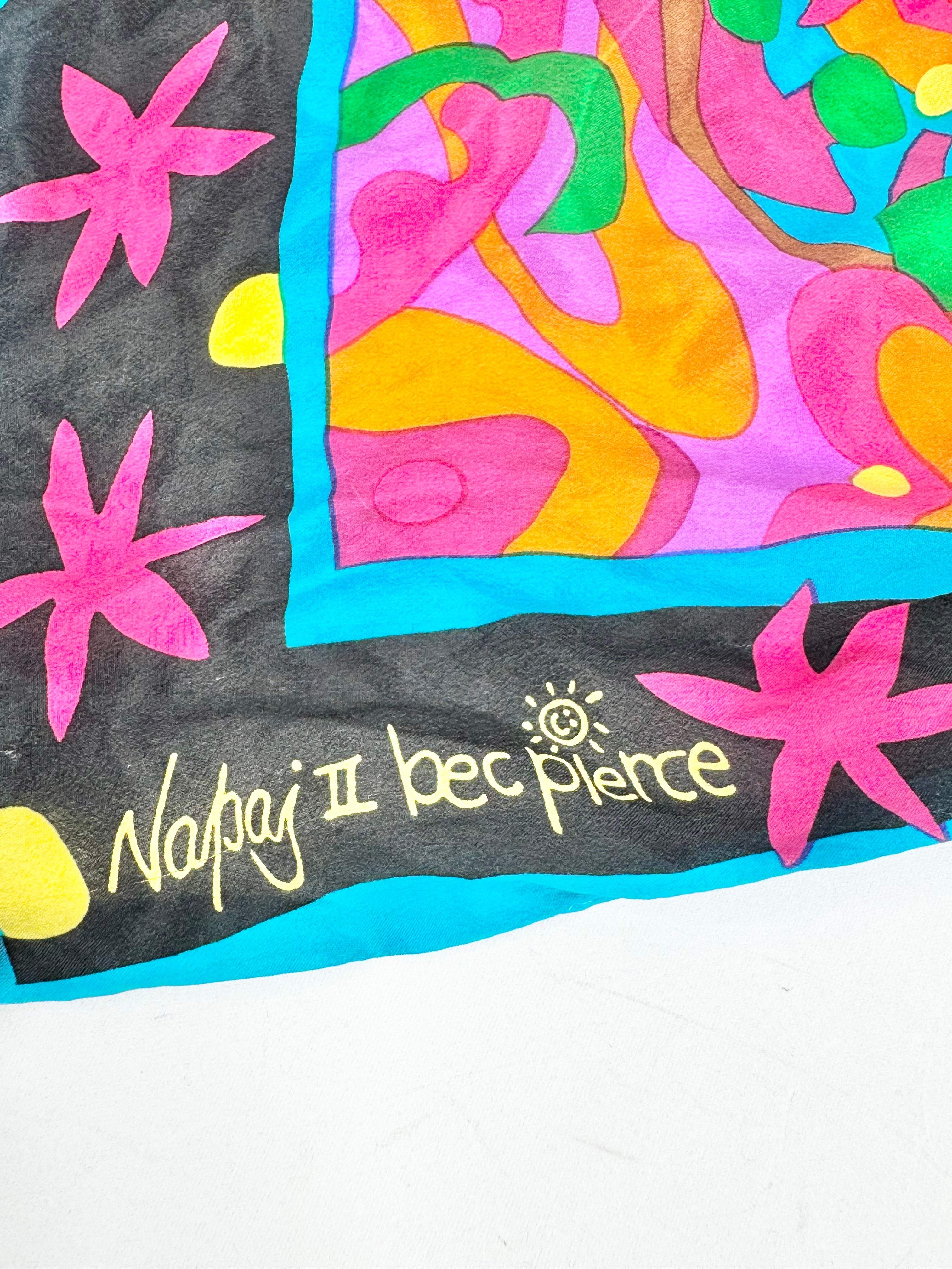 Vintage 80s Bec Pierce Silk Scarf