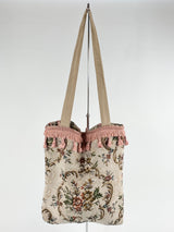 Blush Pink Tasselled Tapestry Tote Bag