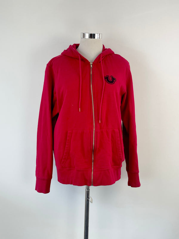 True Religion Red 'Core' Zip-Up Hoodie - AU14/16