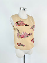 MSGM Beige Beaded Sleeveless Top - AU10