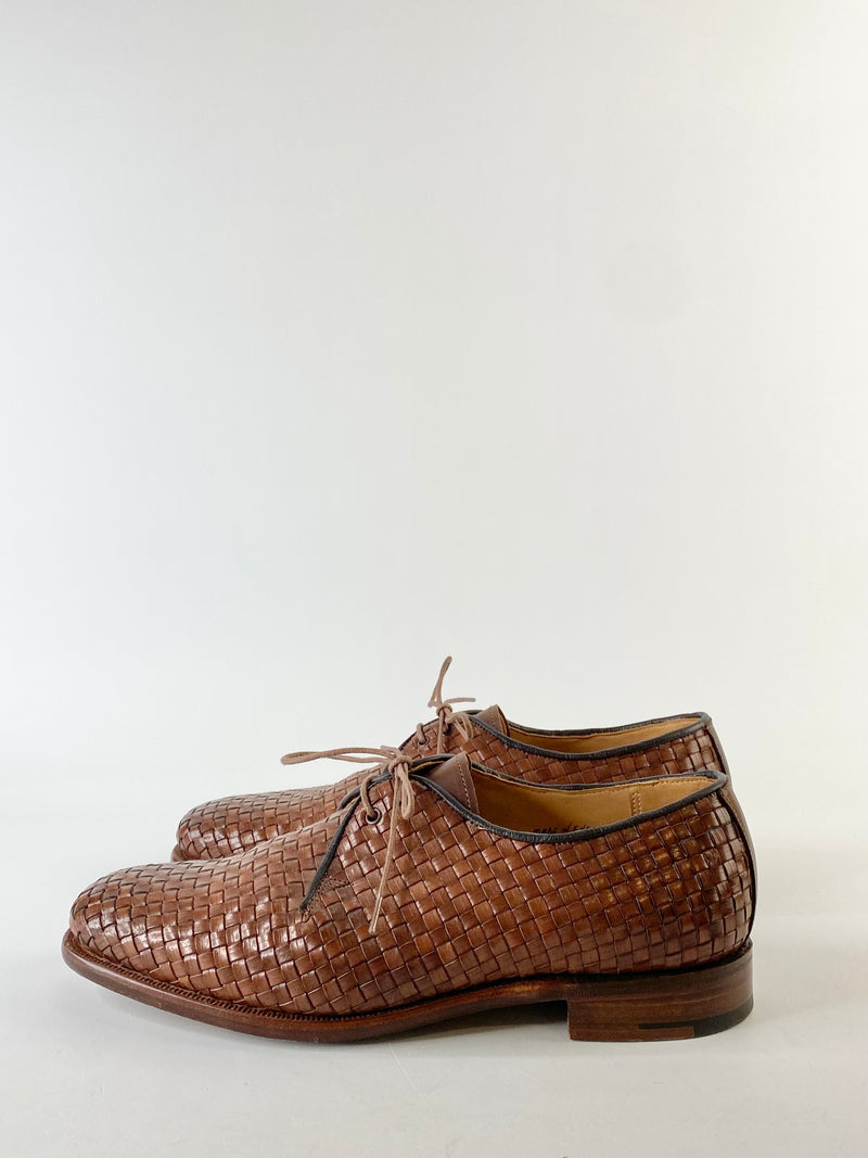 Grensen Cinnamon Woven Leather Derby Shoes