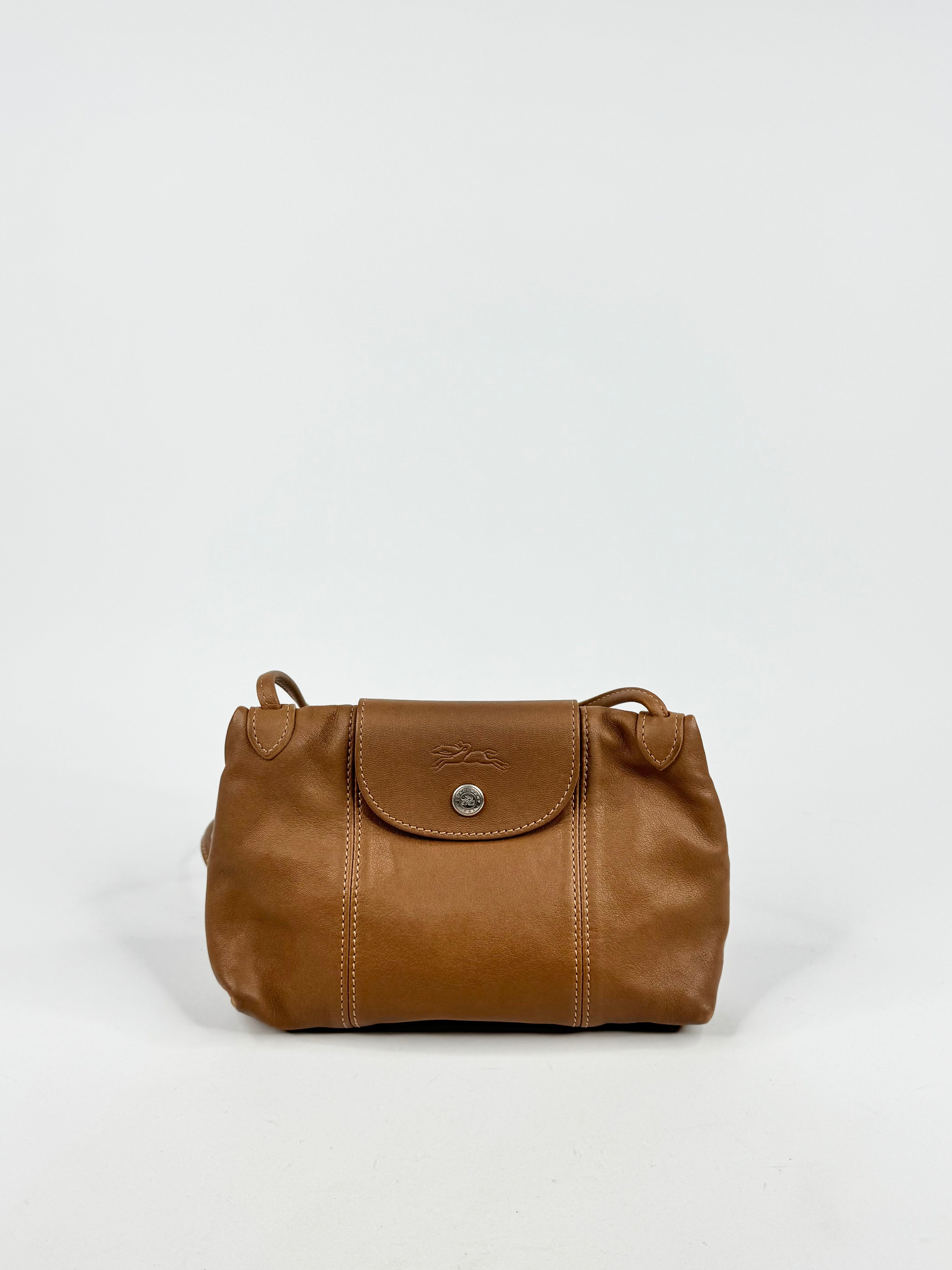 Longchamp Le Cuir Mini Tan Leather Cross Body Bag