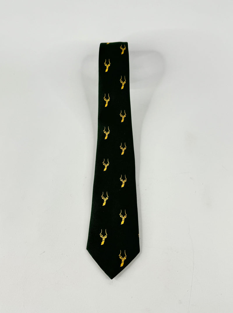 Vintage Forest Green Deer Pattern Tie