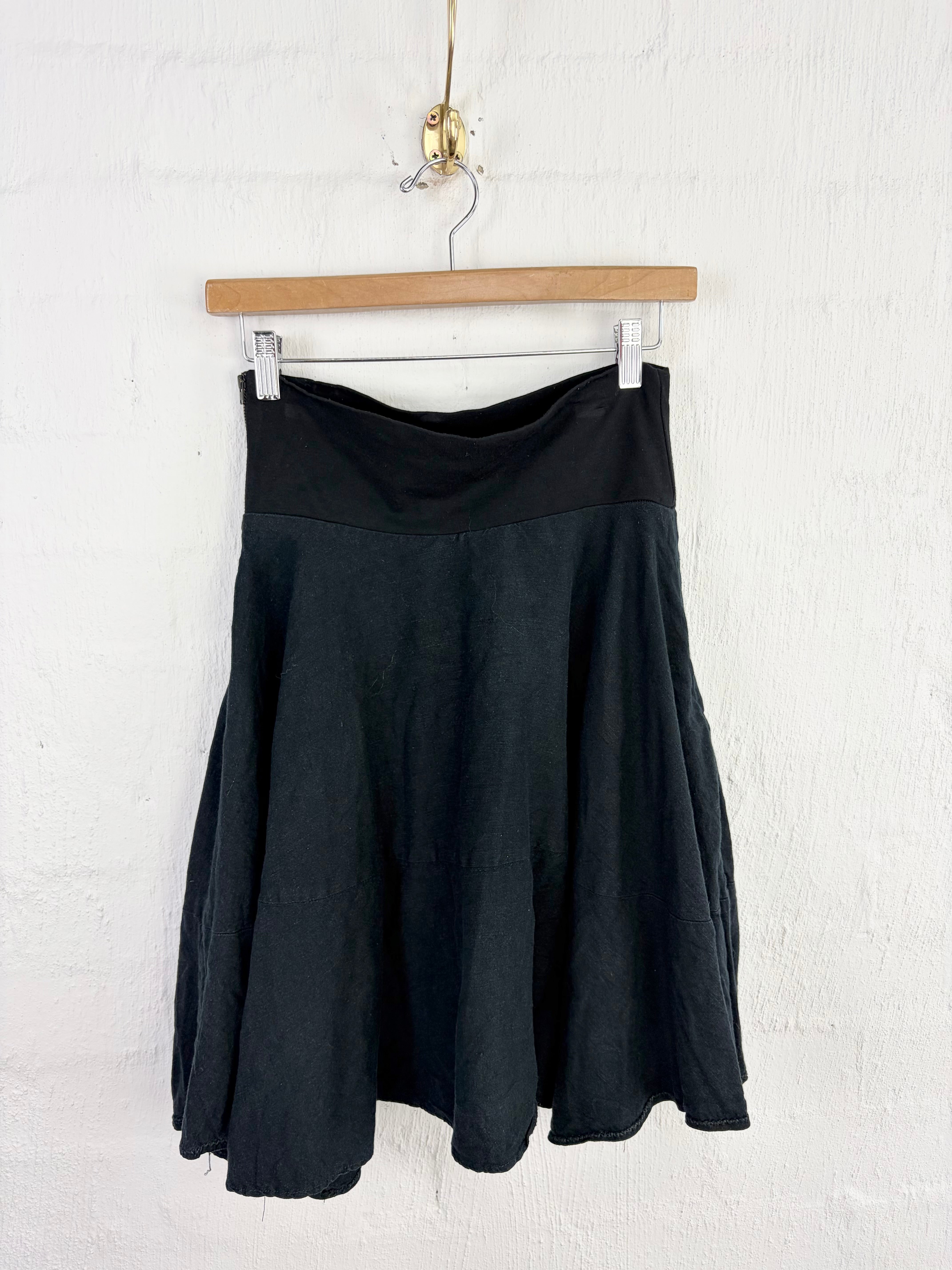 Fool Black Linen Blend Frill Skirt - AU8