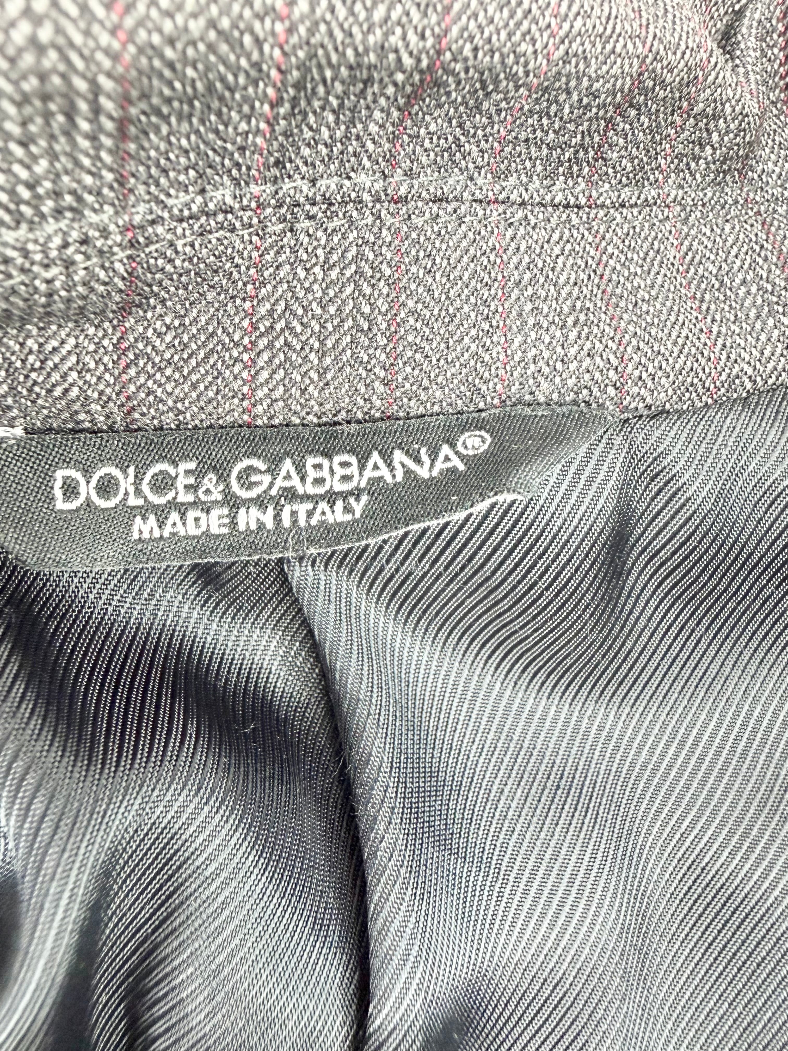 Dolce & Gabbana Charcoal Herringbone Patterned ‘Martini’ Blazer - L