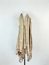 Taupe & Cream 'O' Monogram Cashmere Scarf