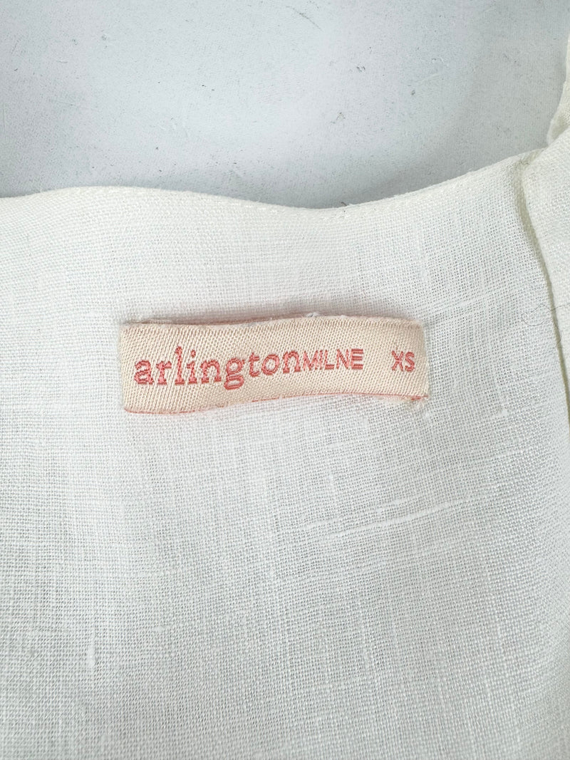 Arlington Milne White Linen Embroidered Blouse - AU6