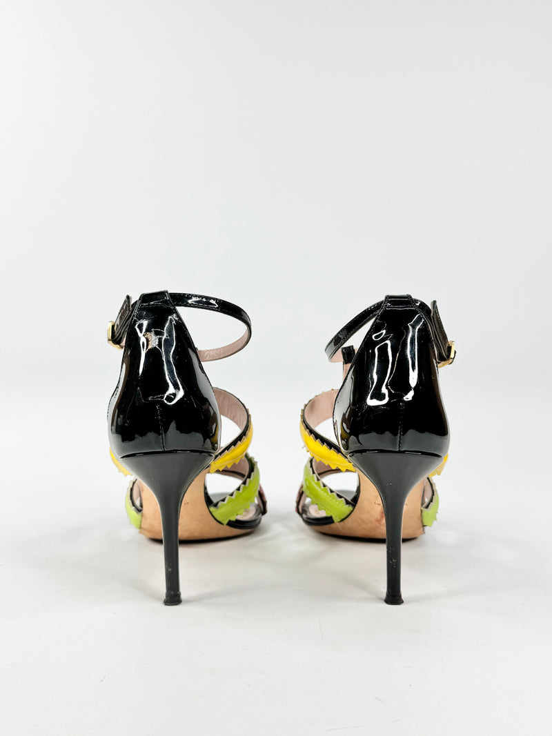 Moschino Cheap & Chic Black, Pink, Green & Yellow Patent Leather Stilettos - EU40