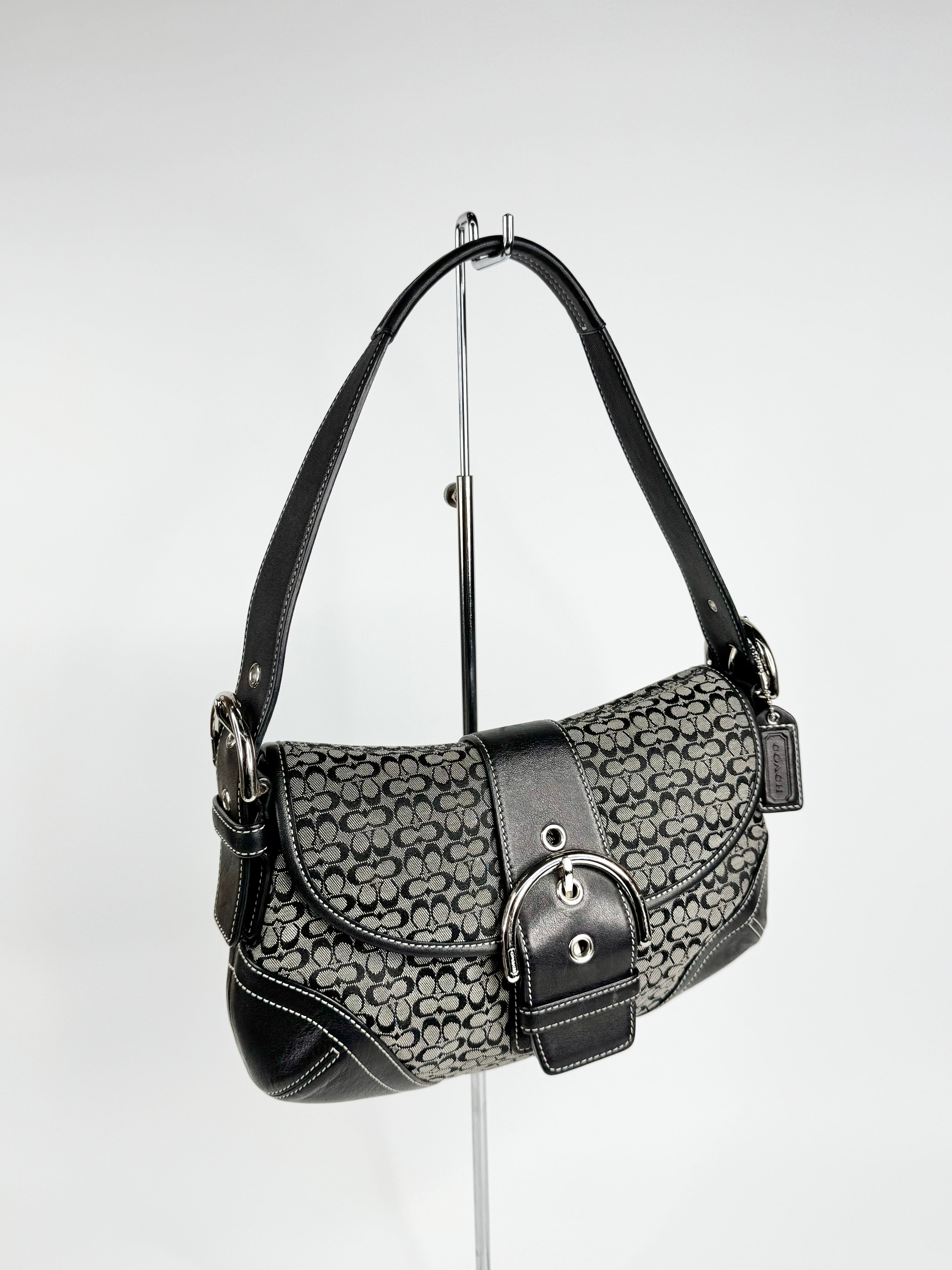 Coach Black & Grey Monogram Mini Bag