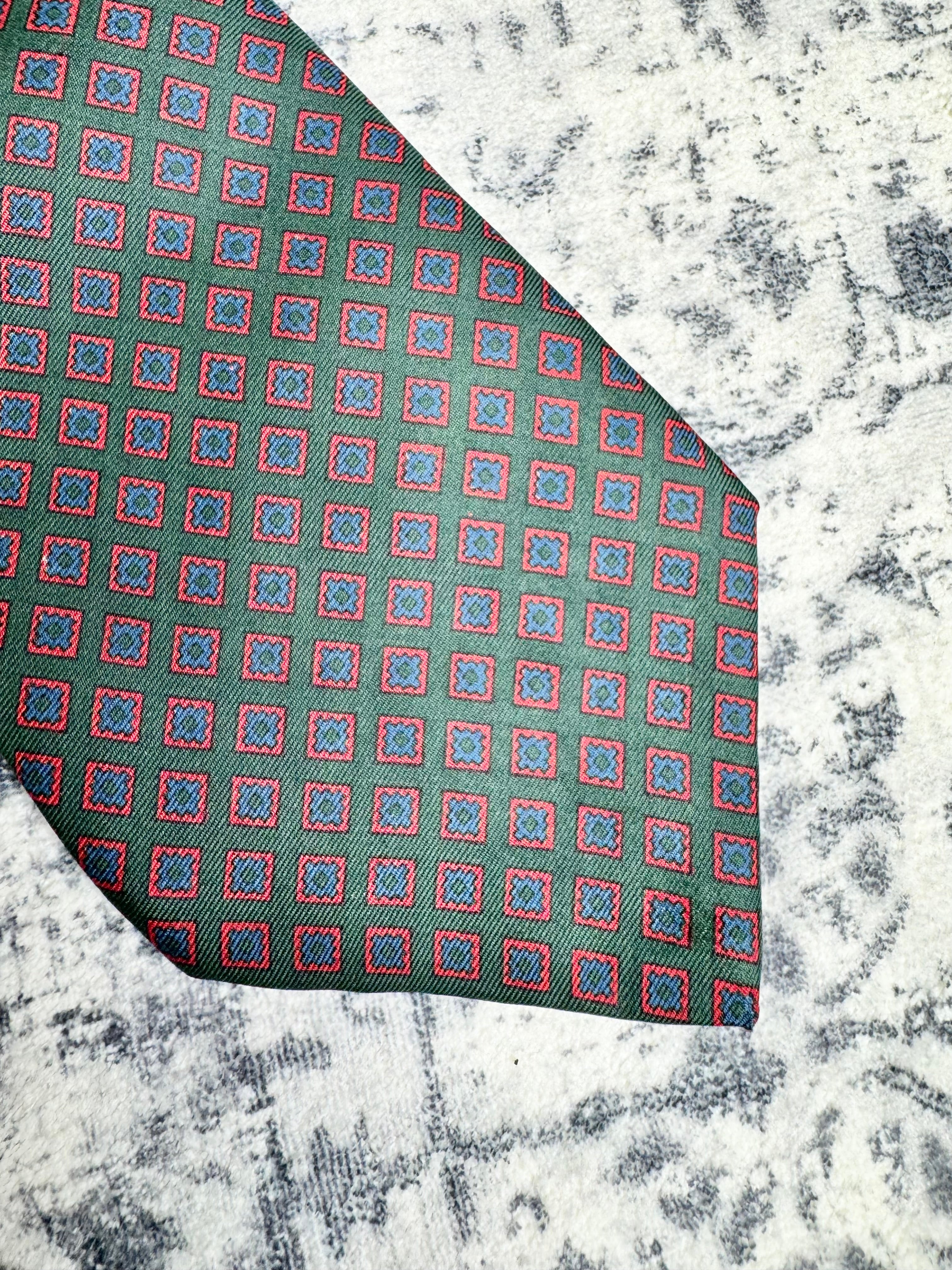 Vintage Liberty of London Pine Green Patterned Silk Tie