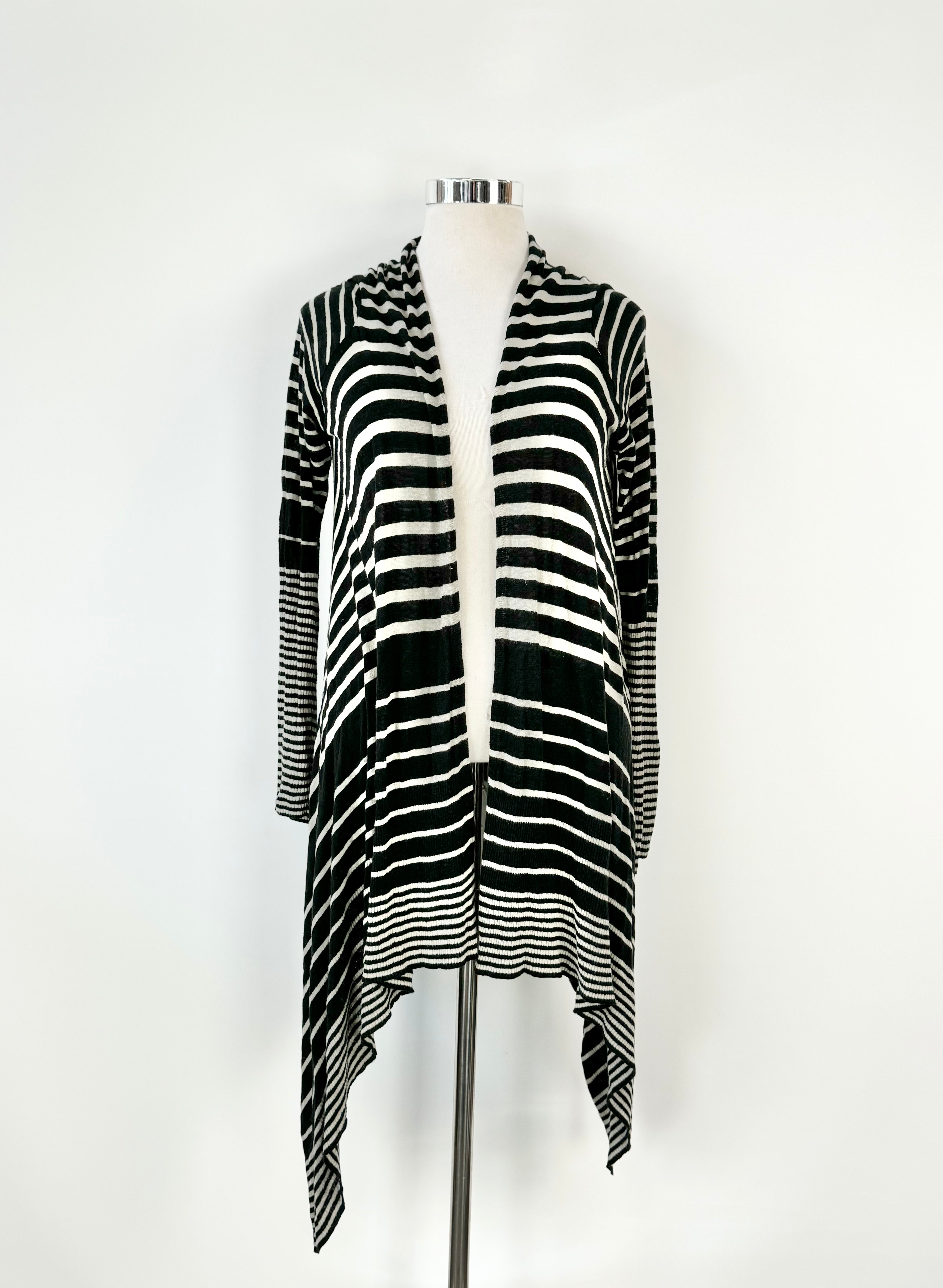 Day Birger et Mikkelsen Grey & Black Striped Linen Blend Waterfall Cardigan - AU10