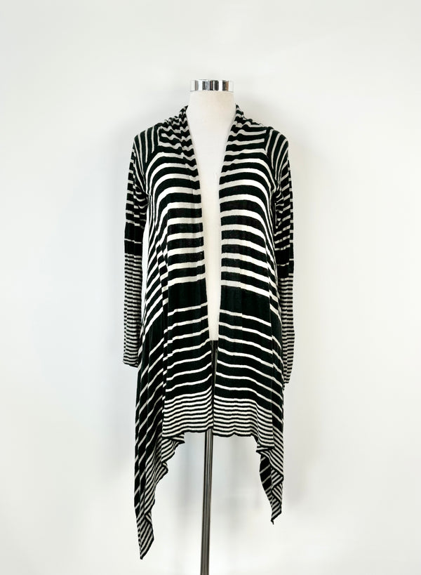 Day Birger et Mikkelsen Grey & Black Striped Linen Blend Waterfall Cardigan - AU10