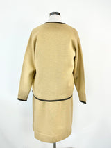 Hand Made Taupe Two Piece Wool Suit - AU12/14