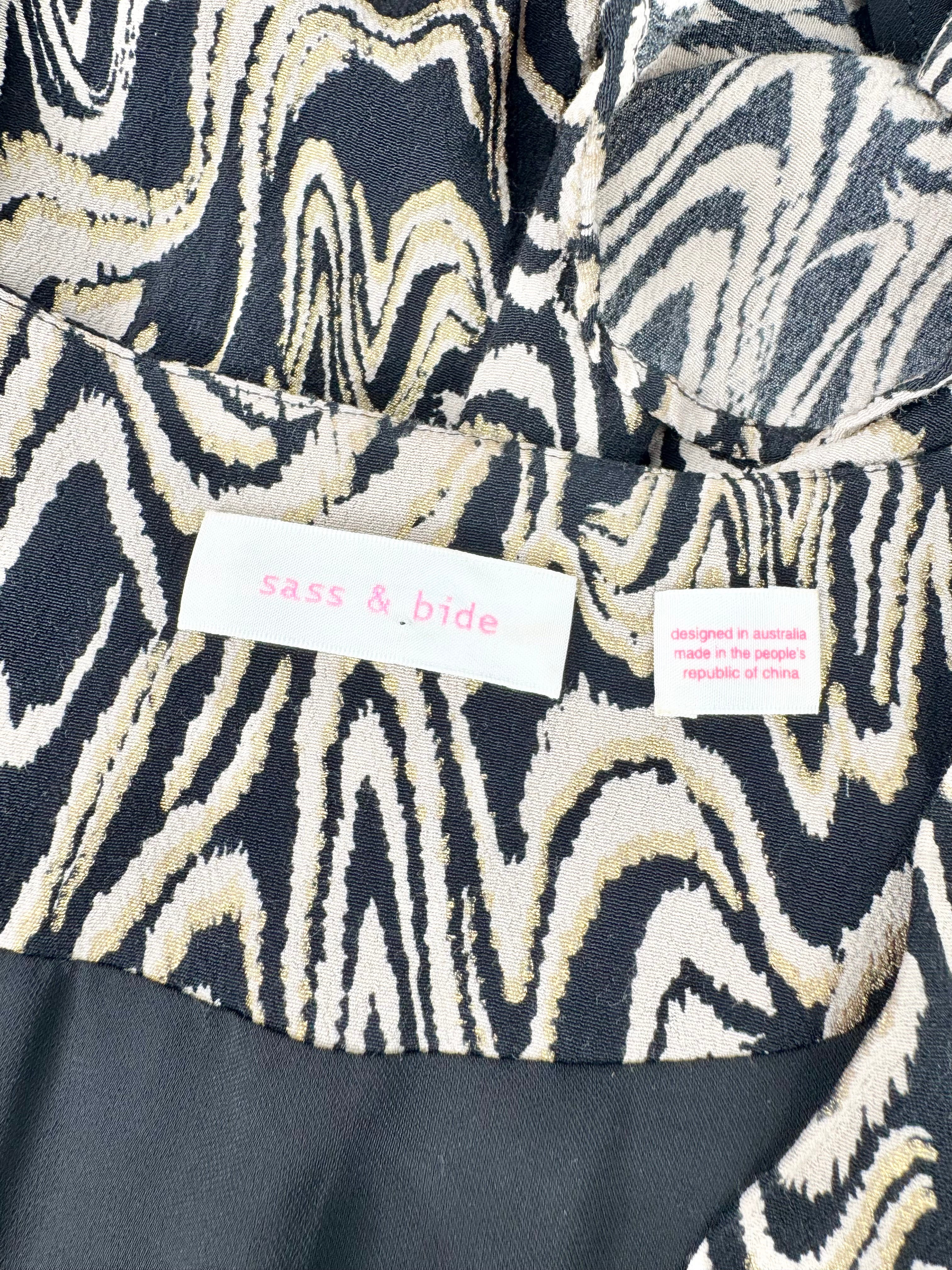 Sass & Bide 'Freedom Rule' Black & Gold Midi Dress - AU6