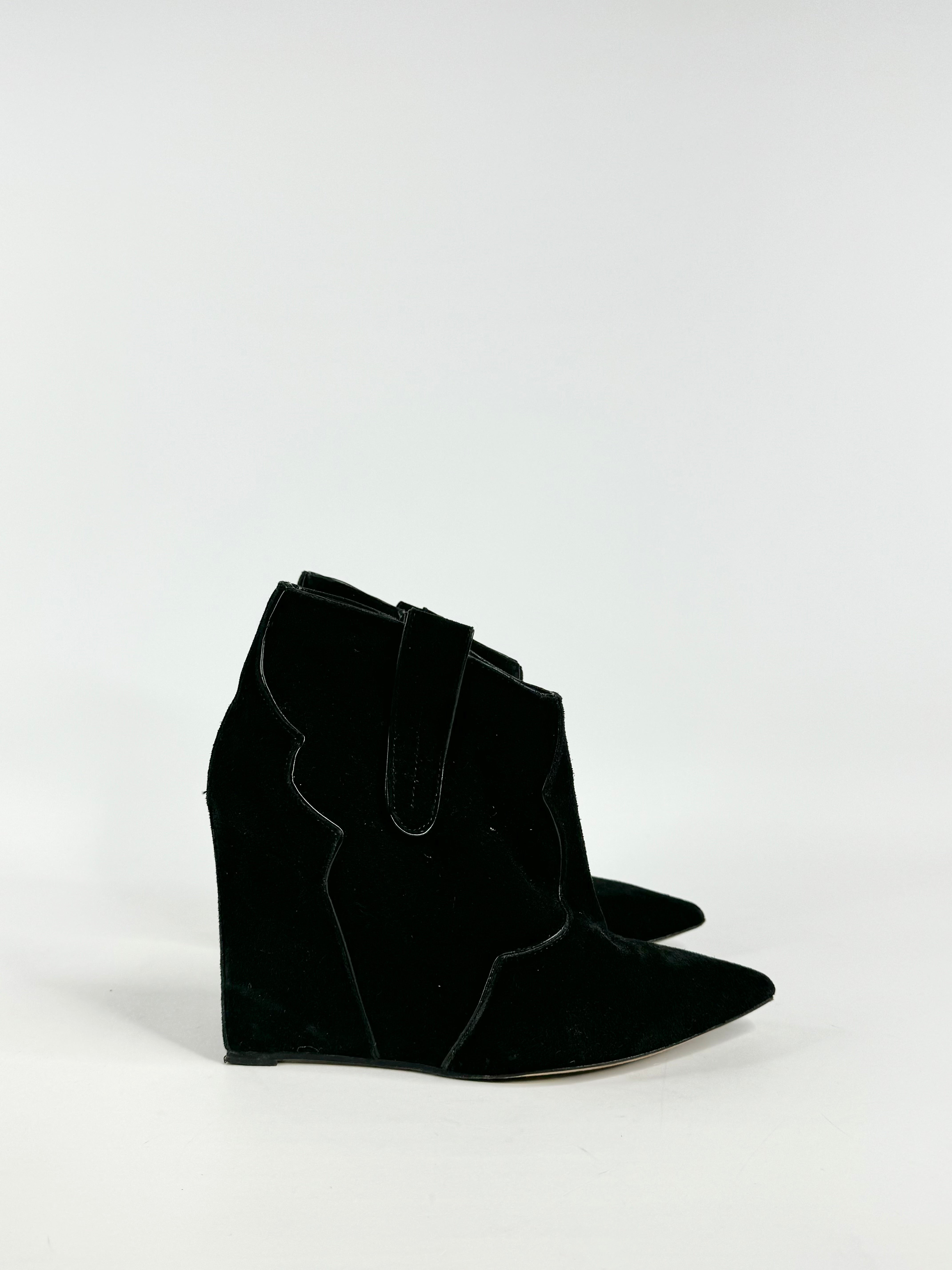 Bianca Buccheri Black Suede Wedge Boots - EU40