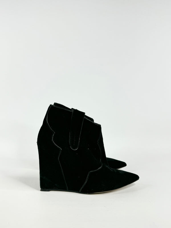 Bianca Buccheri Black Suede Wedge Boots - EU40