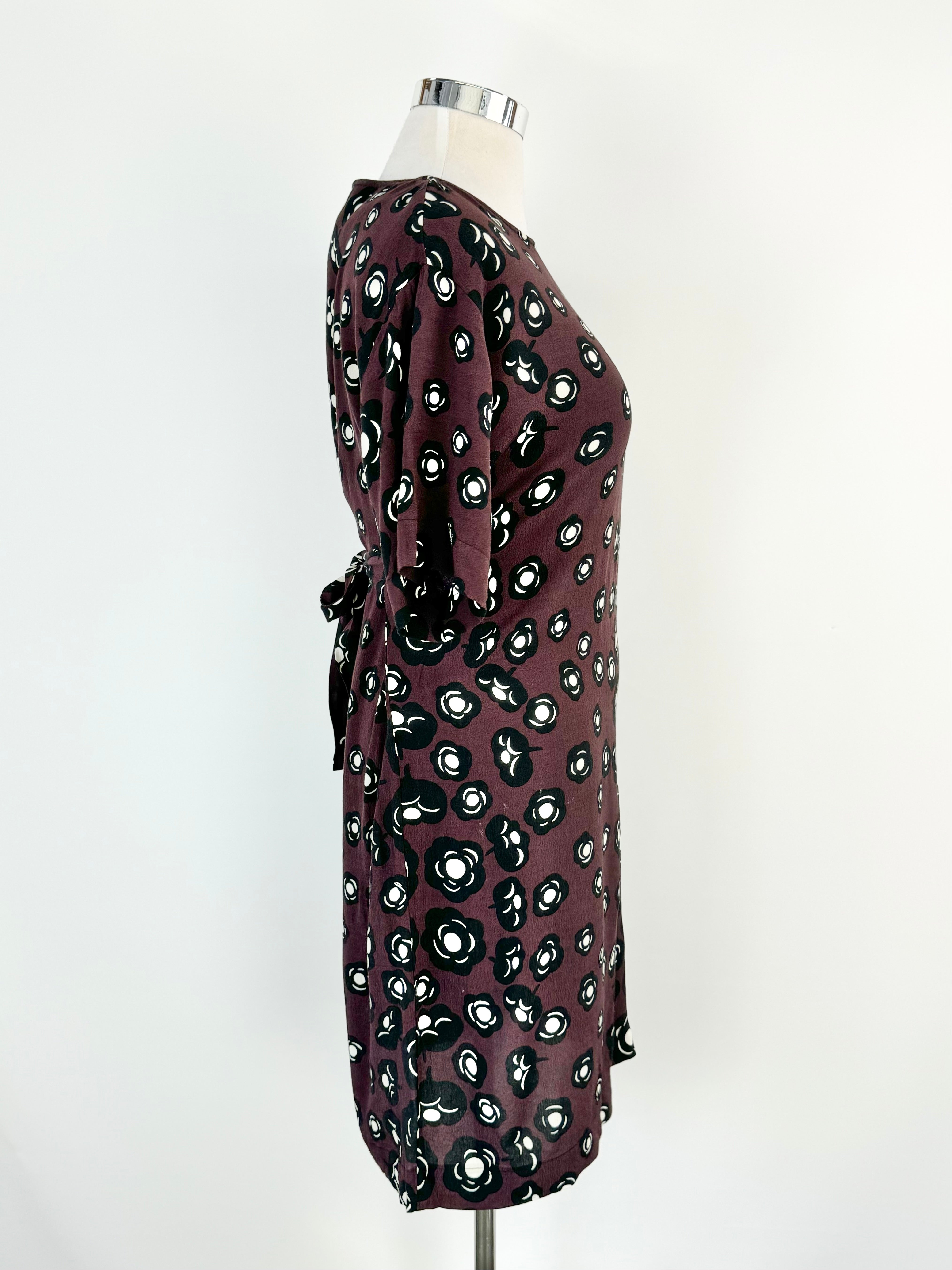 Marimekko 'Tumma' Pattern Red & Black Pattern Dress - AU8/10
