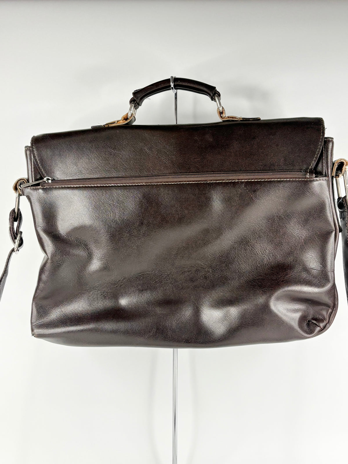 Giorgio Armani Vintage Chocolate Brown Leather Messenger Bag
