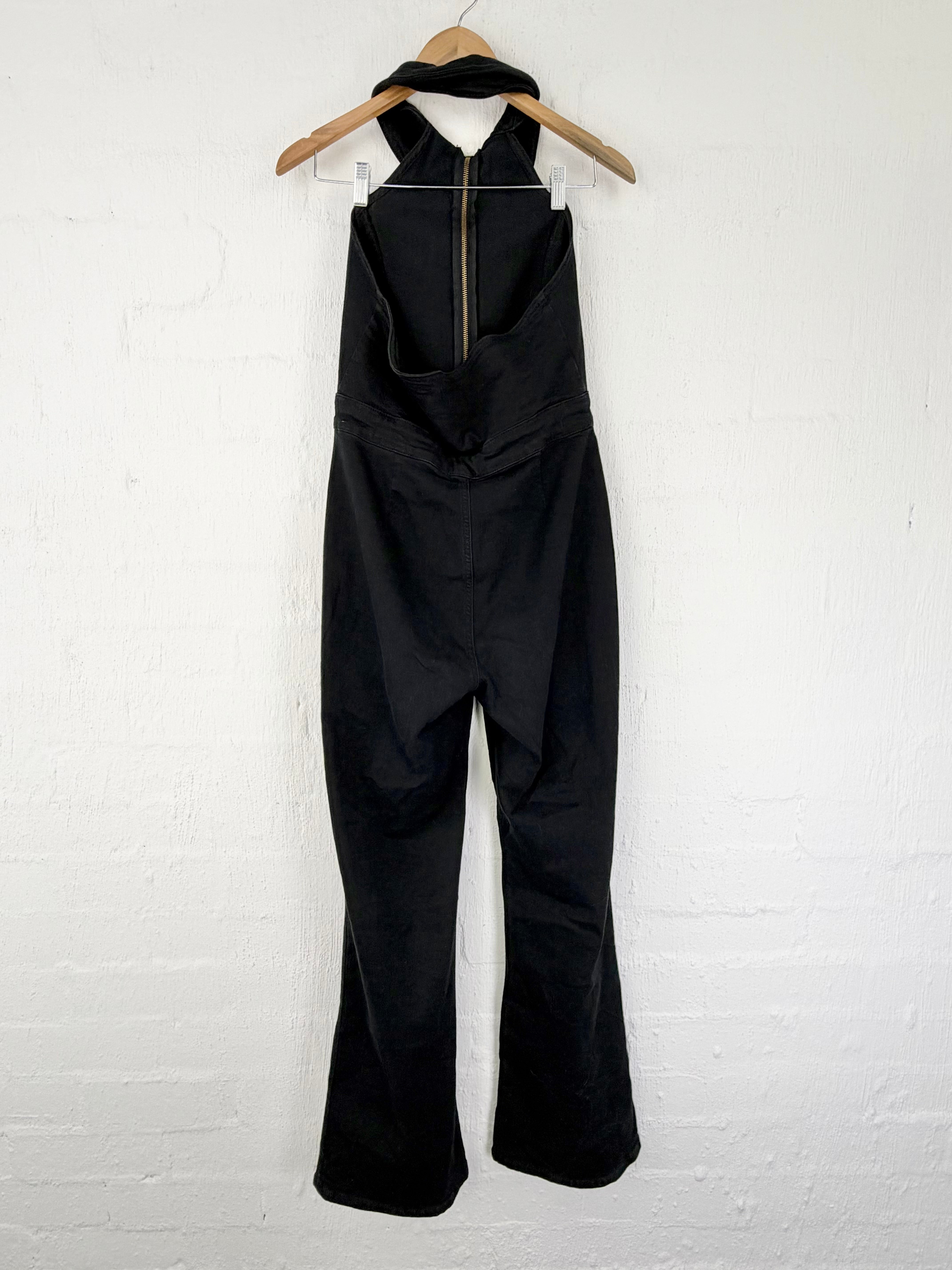 Reiss Black Halter Neck Retro Style Jumpsuit - AU12