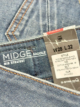 G-Star Raw Midge Dark Blue Saddle Mid-Rise Straight Jeans - W28